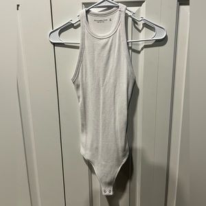 Abercrombie & Fitch White Ribbed Bodysuit